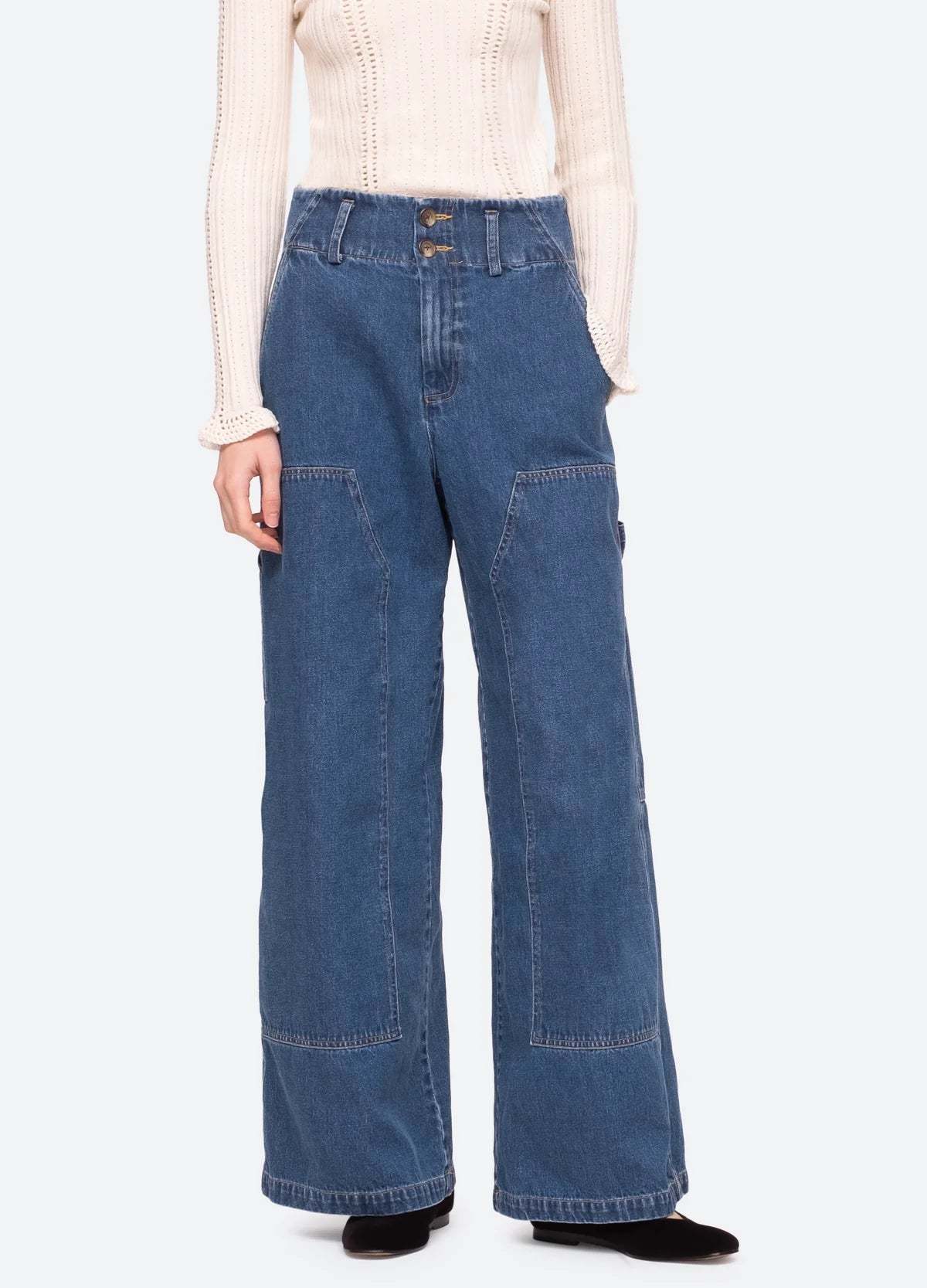 Sea NY Zoe Indigo Denim Cargo Pants - Indigo | Garmentory