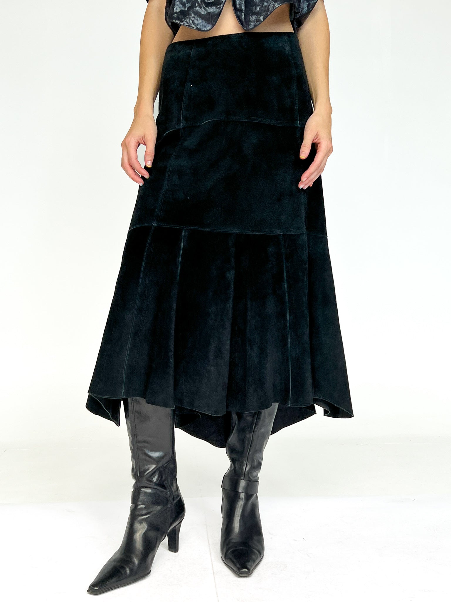 【MEDIA82】 Asymmetric Rivet Skirt Amazon.com: Rivets Belt Denim Skirt Pants Asymmetric Pleated