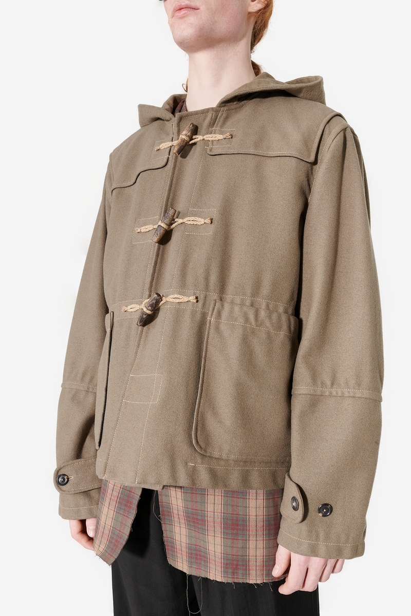 ジャケット・アウター OUR LEGACY CROPPED DUFFEL PEAFOWL BATH Our Legacy - Cropped Duffel Peafowl Bath Wool