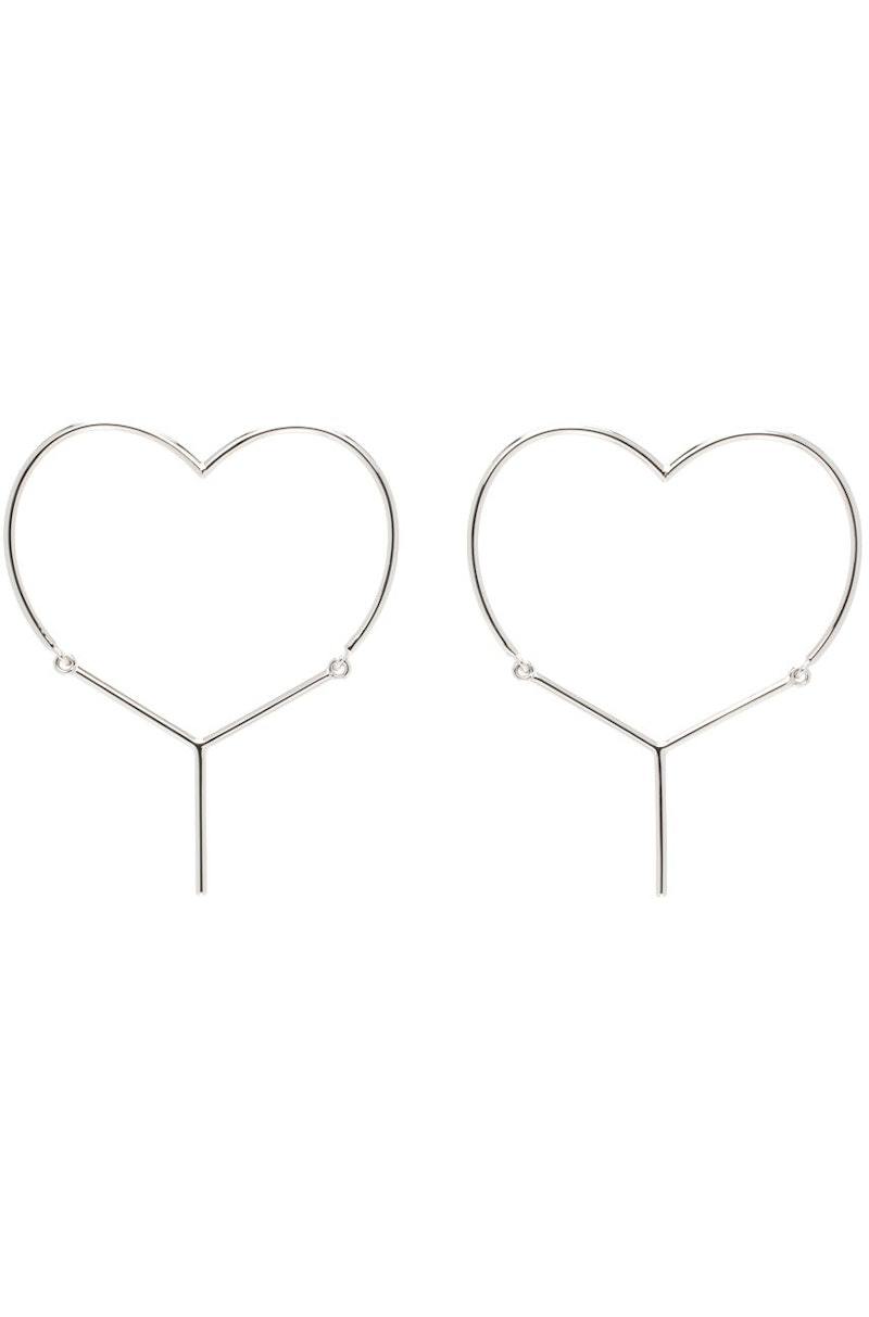 ピアス Y/PROJECT SILVER MINI Y EARRINGS Y/project Mini Y Heart Earrings - Silver | Garmentory