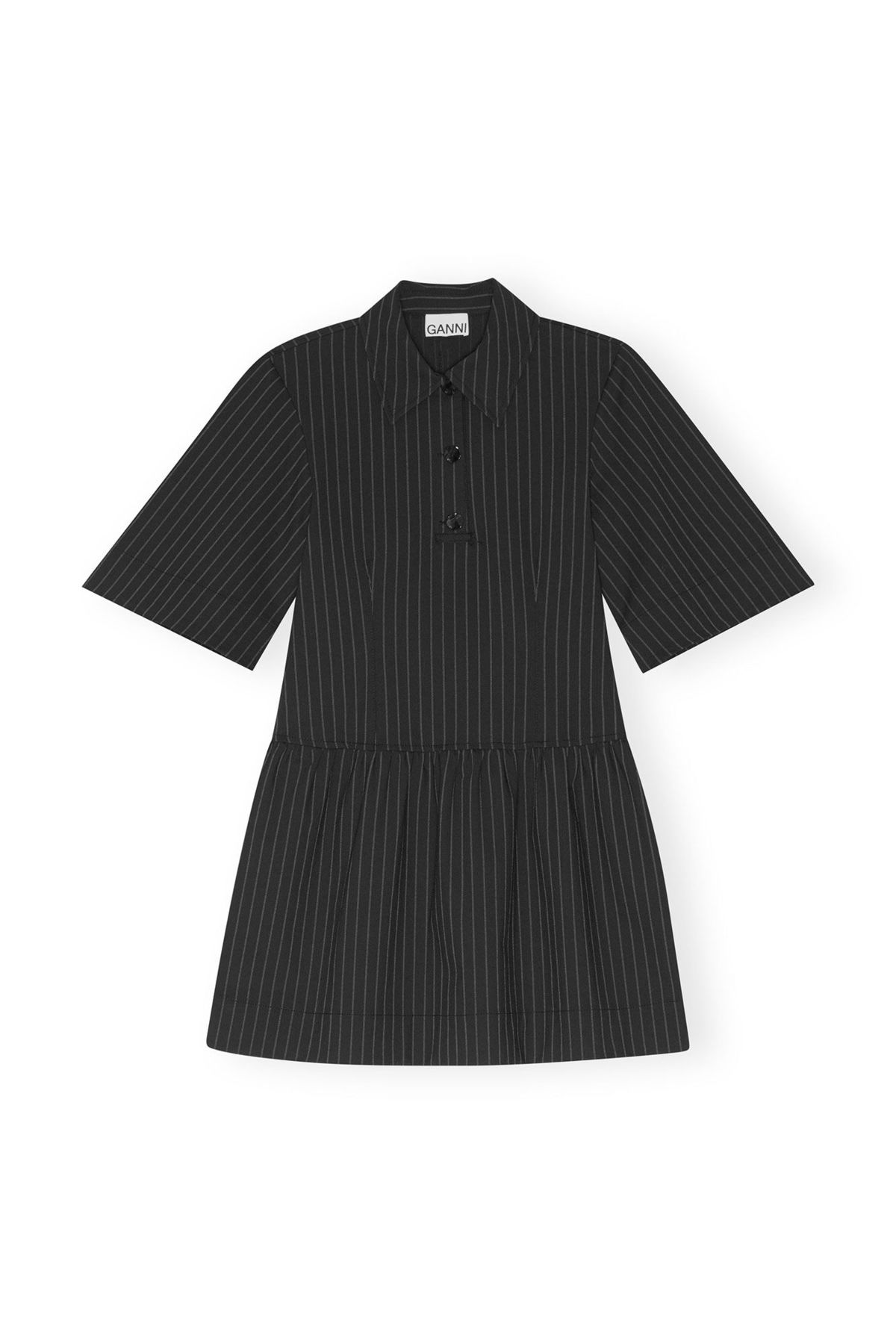 Ganni Stretch Stripe Mini Dress Black Garmentory