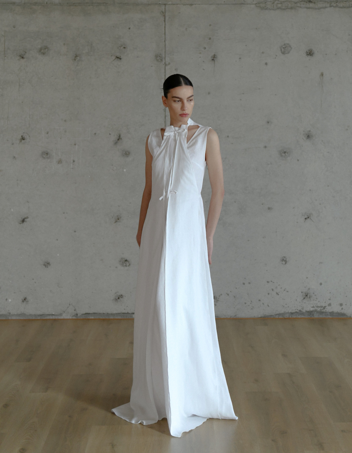a line minimalist wedding dress LaDivine 7449W Simple Long Bridal A Line Wedding Dress main image 0