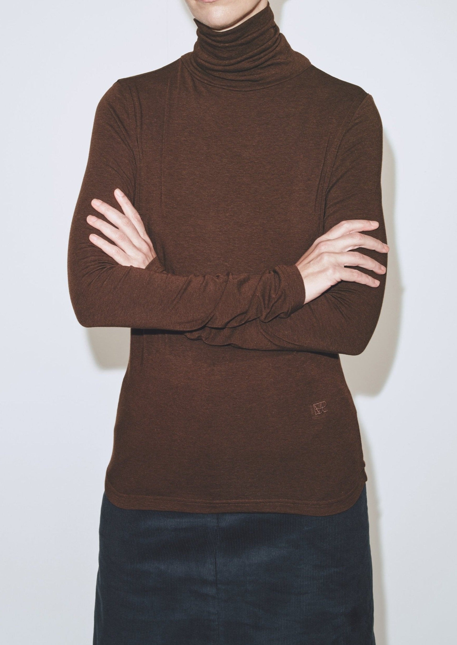 Mijeong Park Roll Neck Jersey Top - Dark Brown | Garmentory