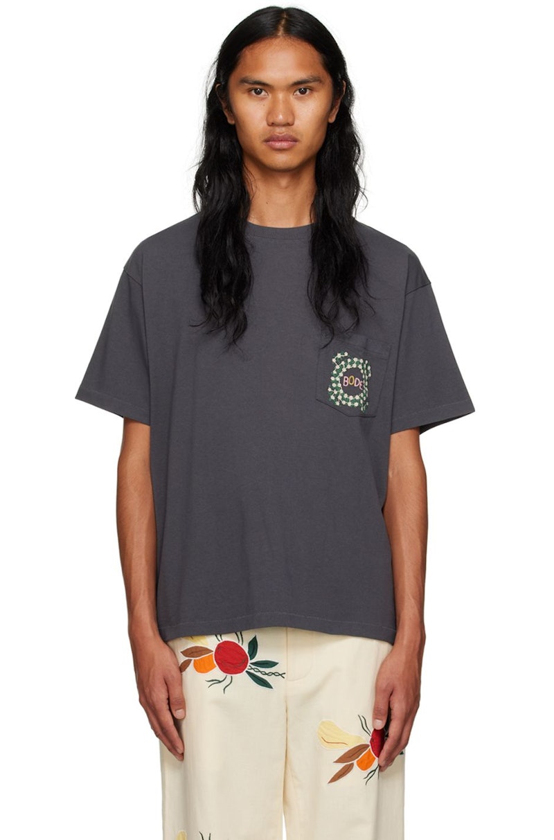 BODE Gray Daisy Never Tell T-Shirt - Charcoal | Garmentory