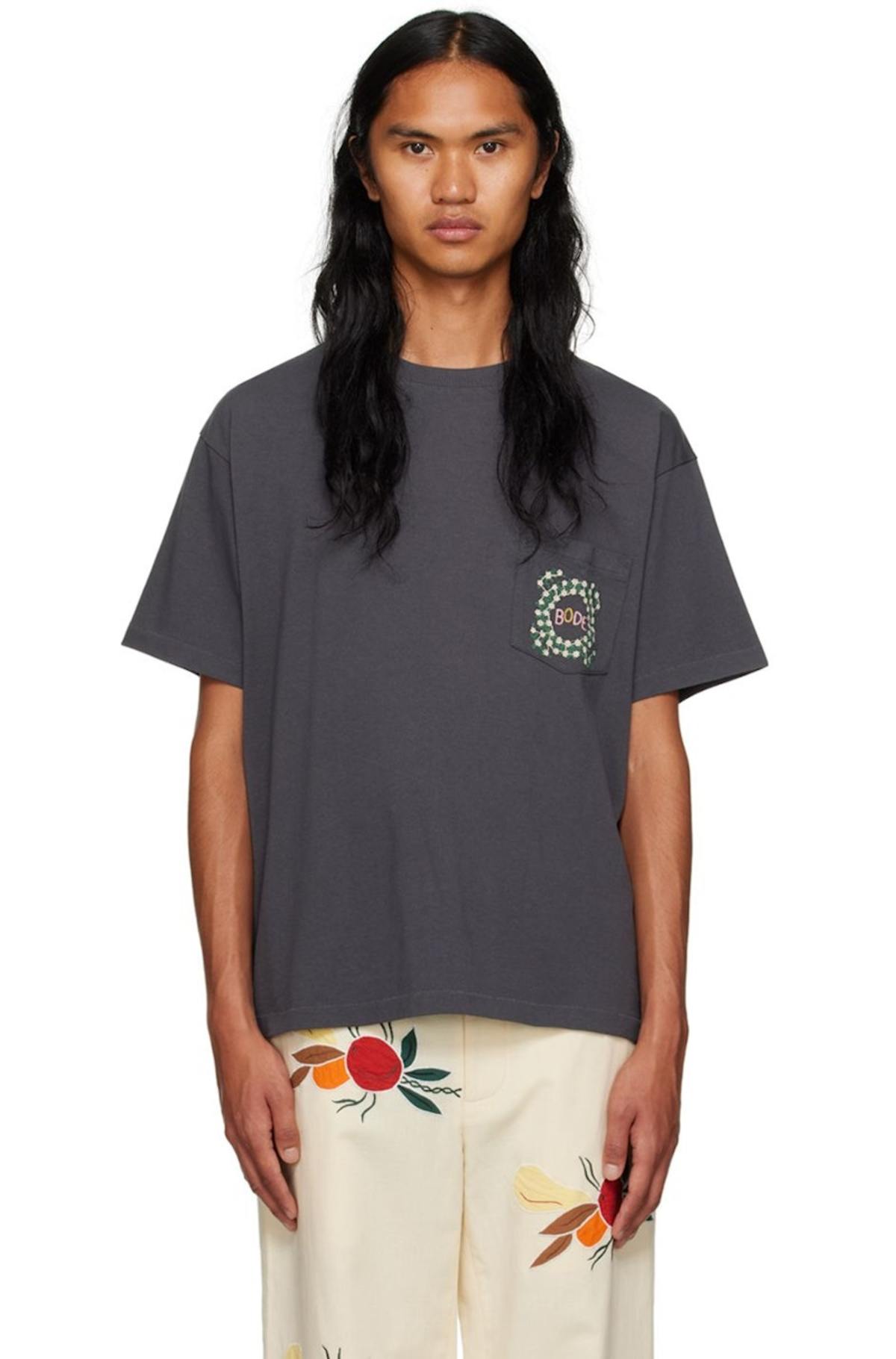 BODE Gray Daisy Never Tell T-Shirt - Charcoal | Garmentory