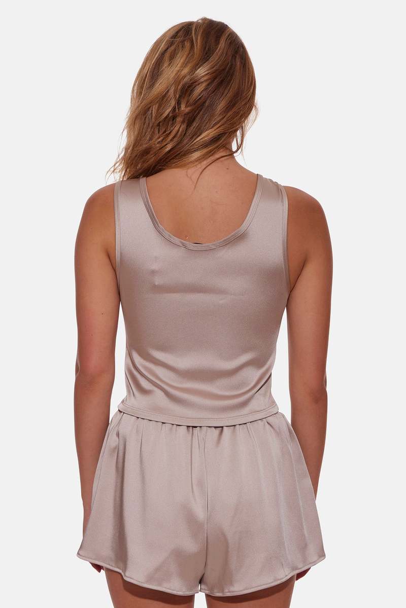 Blue and Cream  Ava Tank - Natural