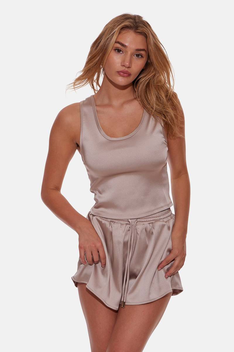 Blue and Cream  Ava Tank - Natural