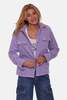 Blue and Cream Polar Fleece Overshirt - Lavender - Thumbnail 8