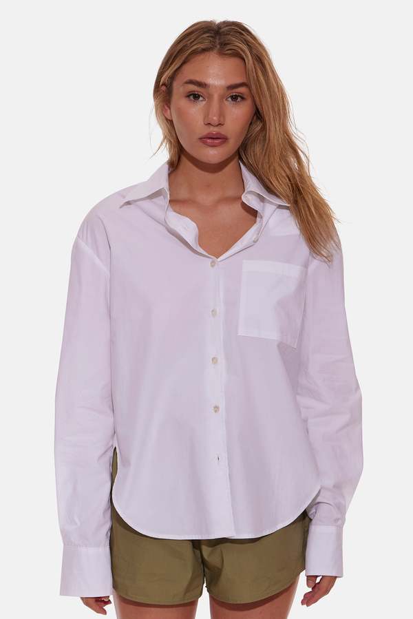 Blue&Cream Poppy Buttondown Poplin Shirt - White