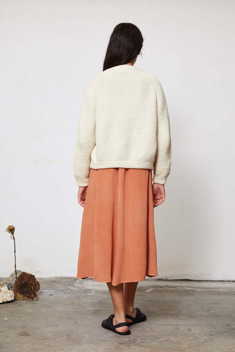 OUND HAND KNITTED WOOL CARDIGAN - IVORY