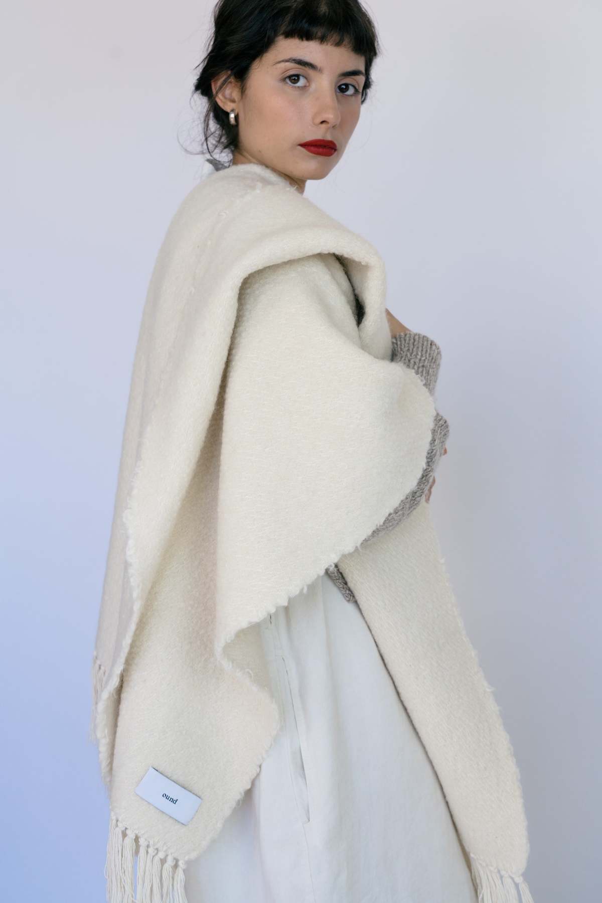 Ound Woven Wool And Cotton Scarf - Plum - Image 1 of 4