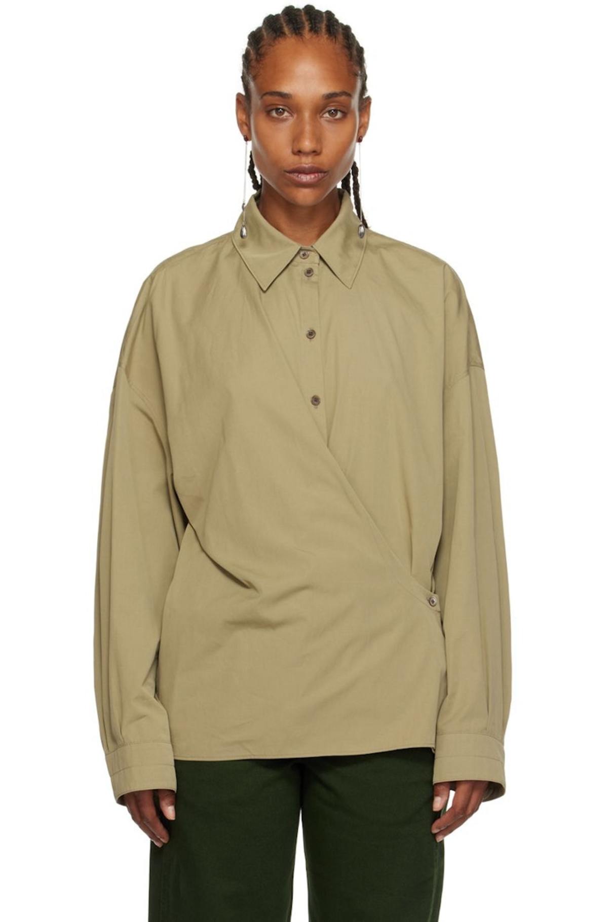 LEMAIRE 24ssTWISTED SHIRTS ルメール Lemaire Twisted Shirt - Dusty Khaki | Garmentory