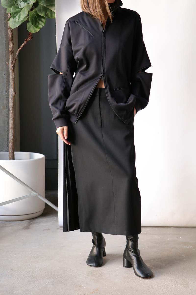 Tibi Active Knit Zipper Detailed Track Jacket - Black