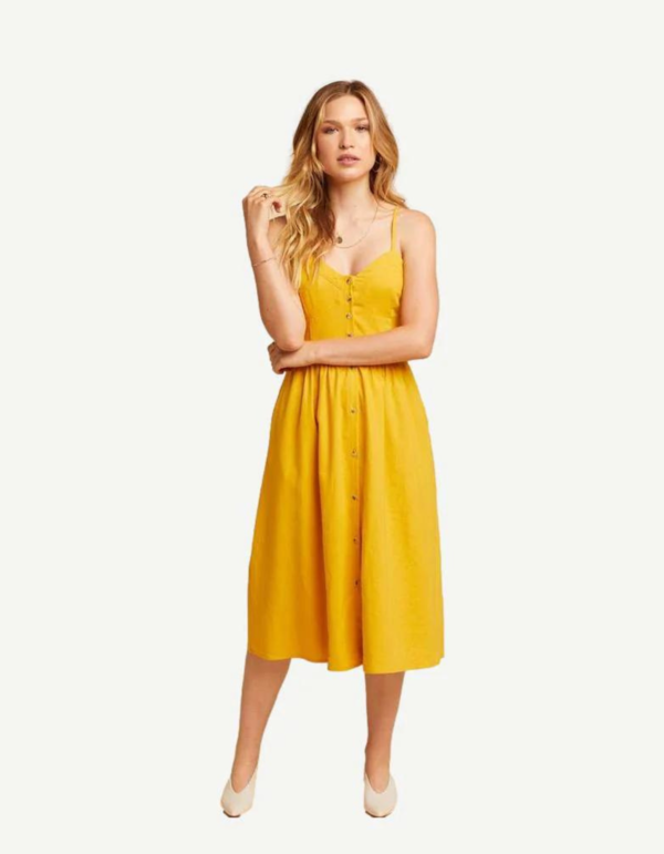Rollas Eve Linen Dress - Gold | Garmentory Rollas Eve Linen Dress - Gold | Garmentory