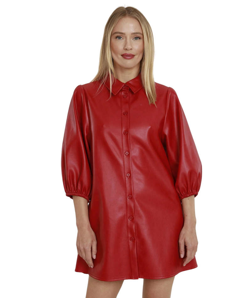 Dolce Cabo Puff Sleeve Leather Top Dolce Cabo Vegan Leather