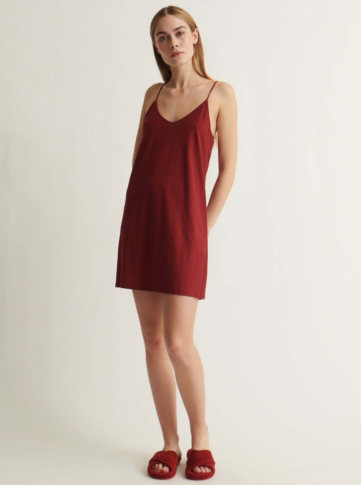 strapless open back dress Red Satin Slip Dress (S) – Shops Silver main image 1