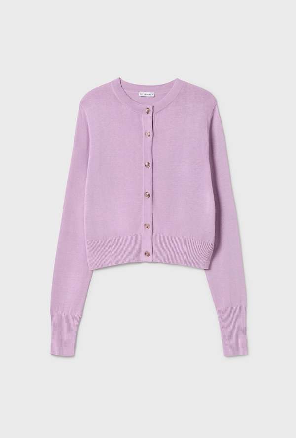 Silk Laundry Cropped Cardigan - Lilac