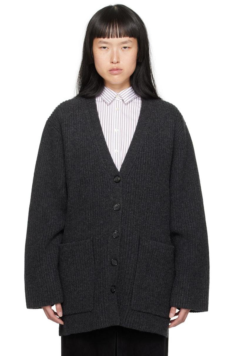 TOTEME Gray Ribbed Cardigan Garmentory