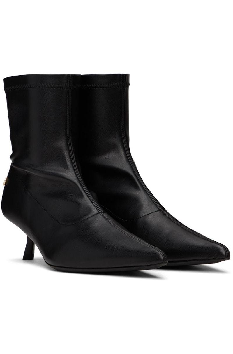 【関税込み】ANINE BING ブラック Hilda フラットブーツ ANINE BING Hilda Boots - High-Shine Black