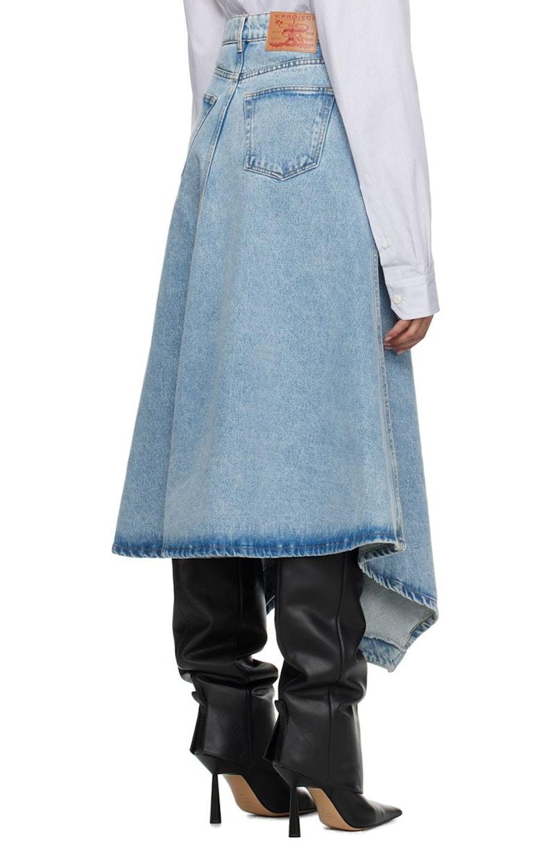 Y/Project Blue Cutout Midi Skirt