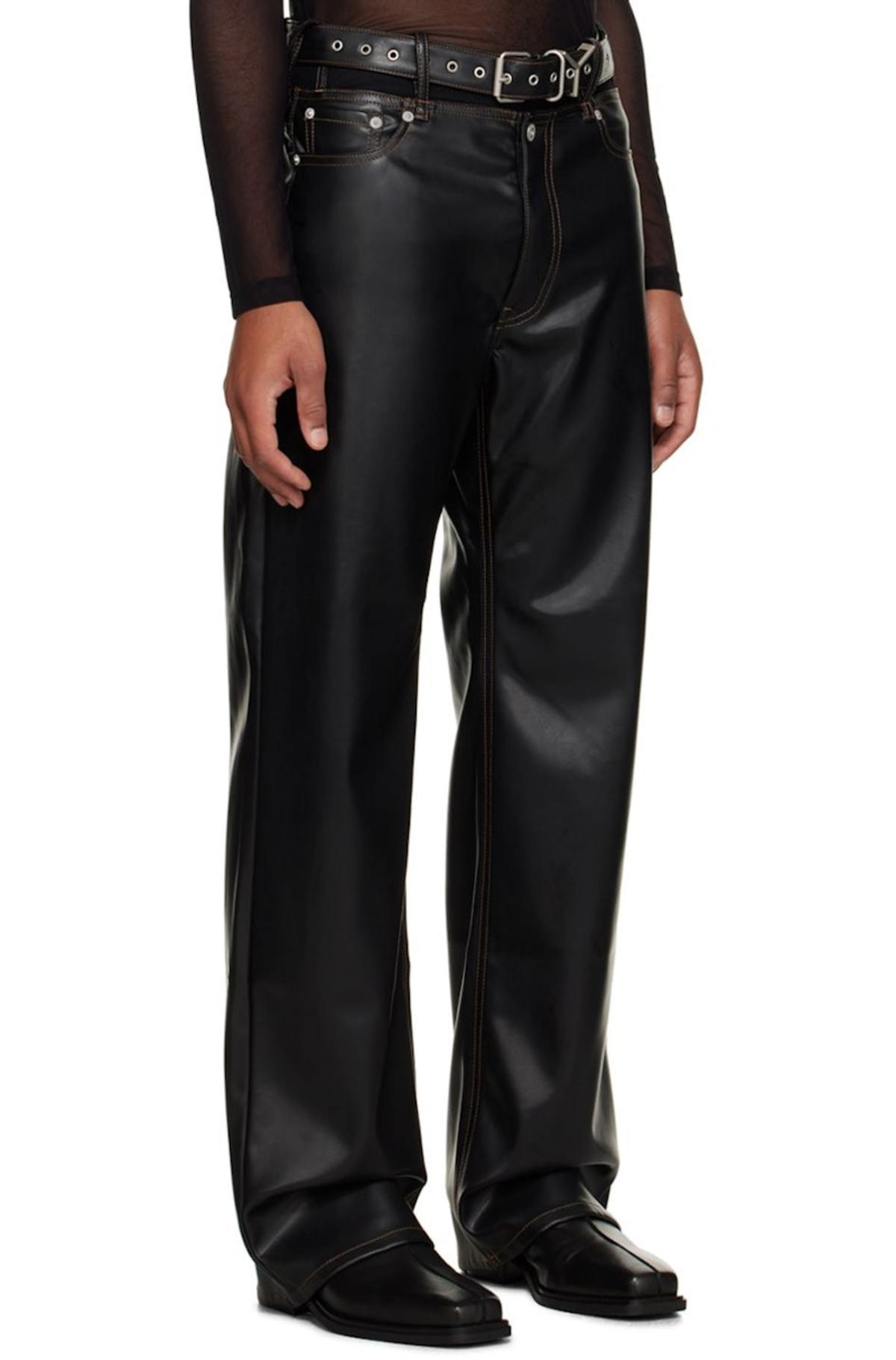 Y/Project Y Belt Faux-Leather Pants - Black | Garmentory