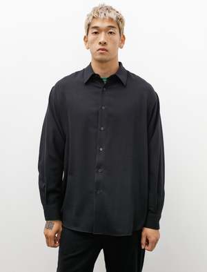 Auralee Airy Wool Viyella Shirt - Dark Navy | Garmentory