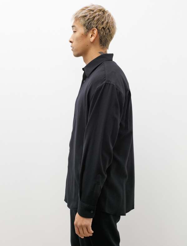 Auralee Airy Wool Viyella Shirt - Dark Navy | Garmentory