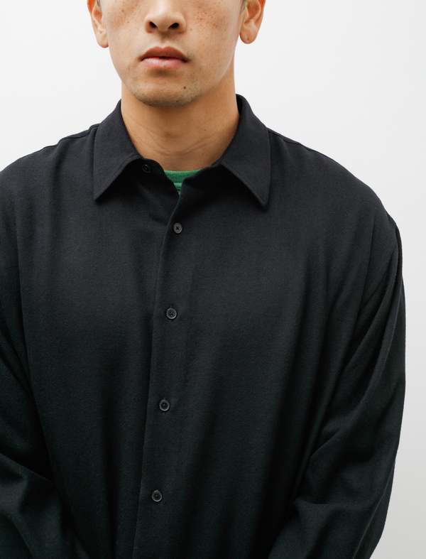 Auralee Airy Wool Viyella Shirt - Dark Navy | Garmentory