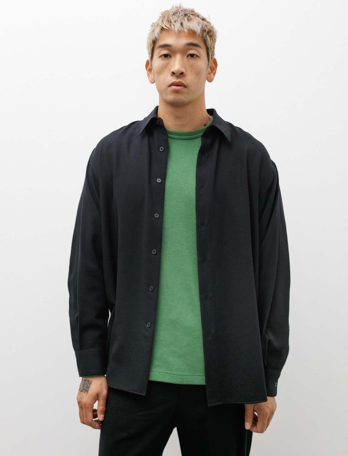 トップス AURALEE 23AW AIRY WOOL VIYELLA SHIRT 5 Auralee Airy Wool Viyella Shirt - Dark Navy | Garmentory