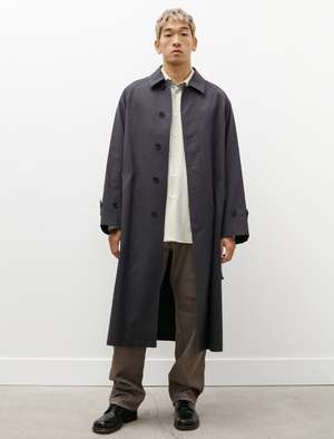 Auralee Finx Hard Twist Gabardine Soutien Collar Coat - Ink