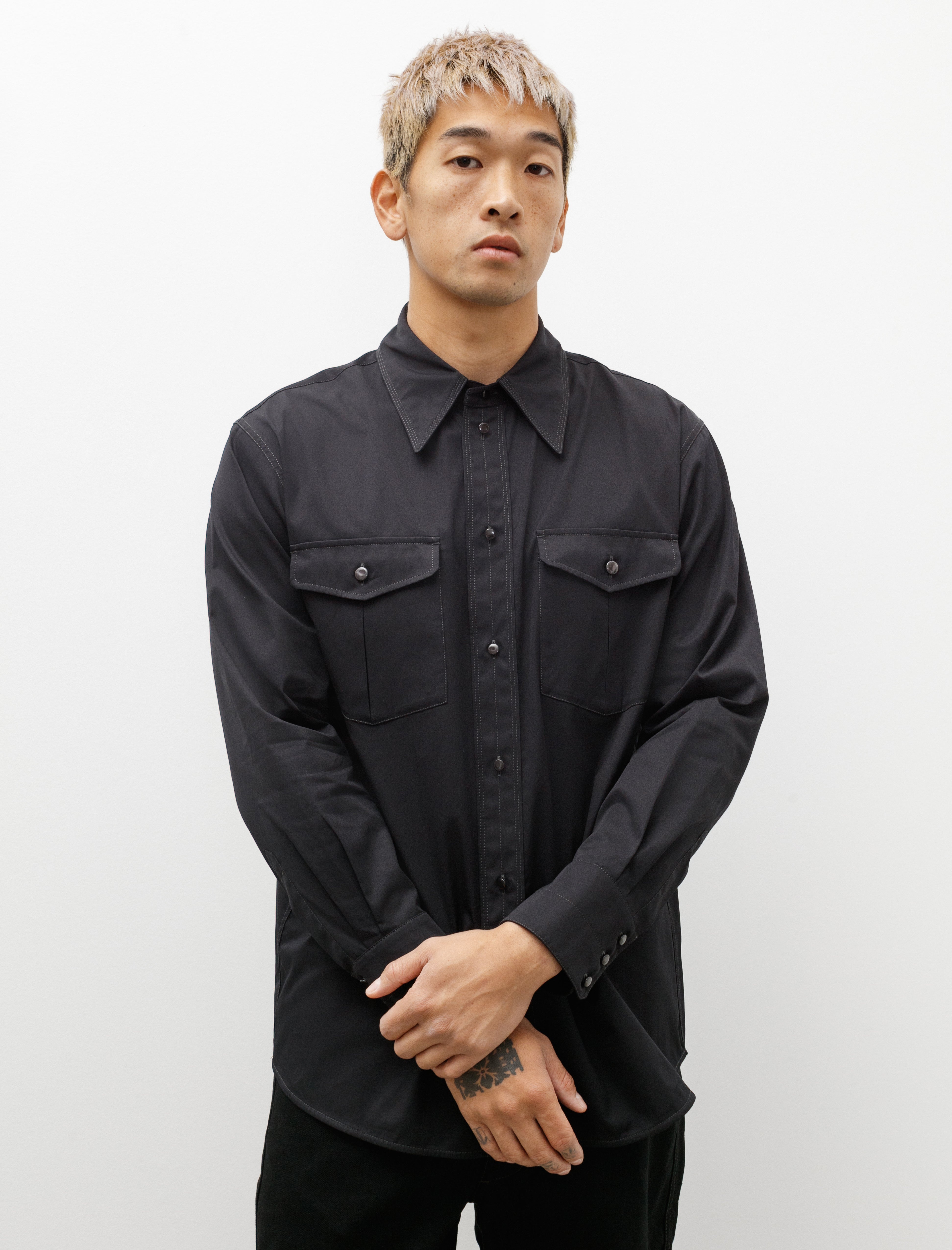 Lemaire Relaxed Western Shirt - Black | Garmentory