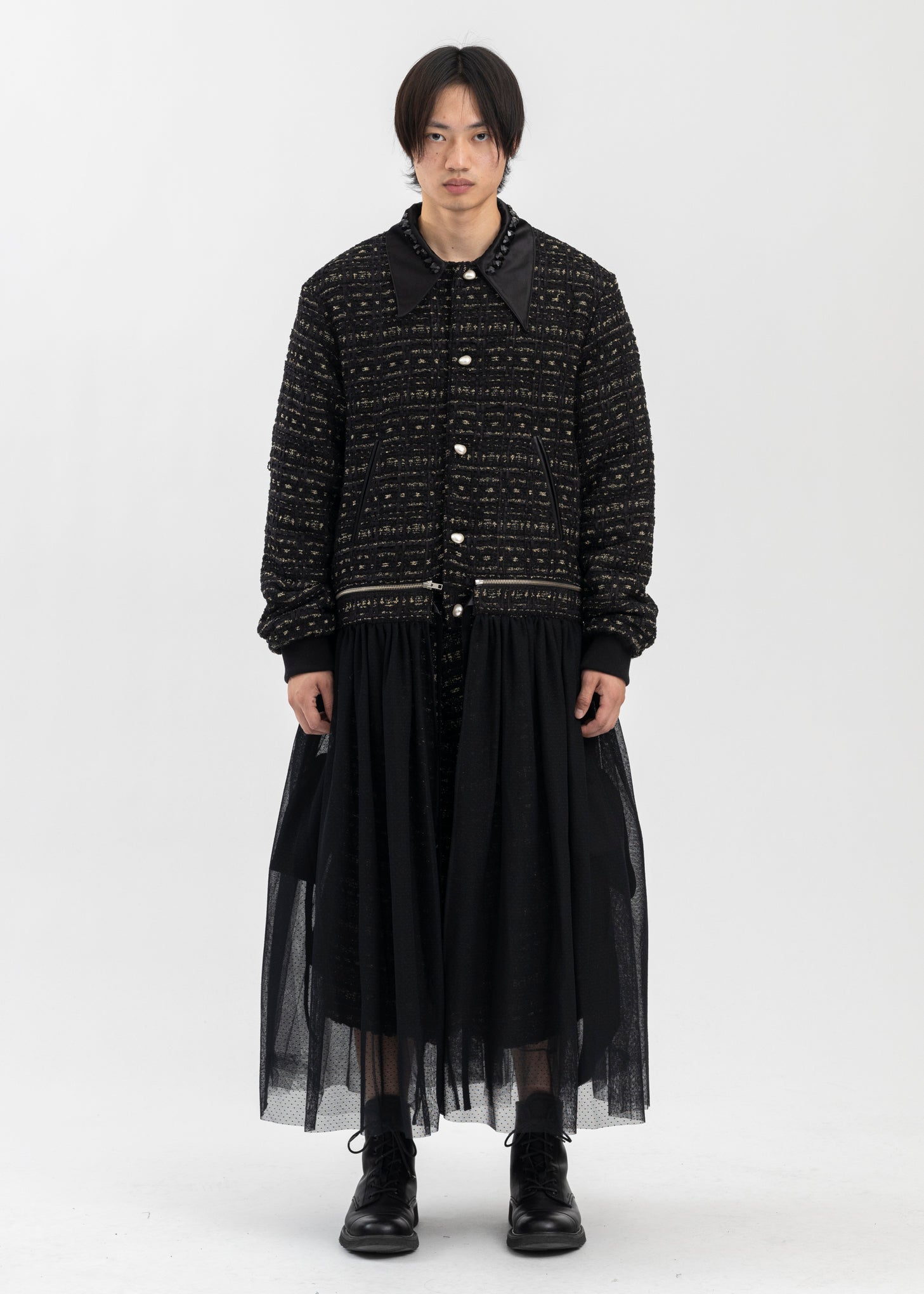 ジャケット・アウター KIDILL BIJOU LILY-YARN TWEED JACKET 44 BLACK-BIJOU-JACKET-LILY-YARN-