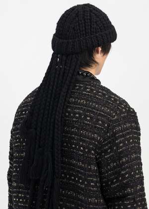 【KIDILL】【rurumu:】HAND KNIT BEANIE Kidill Dreadlocks Handmade Knit Cap - Black | Garmentory