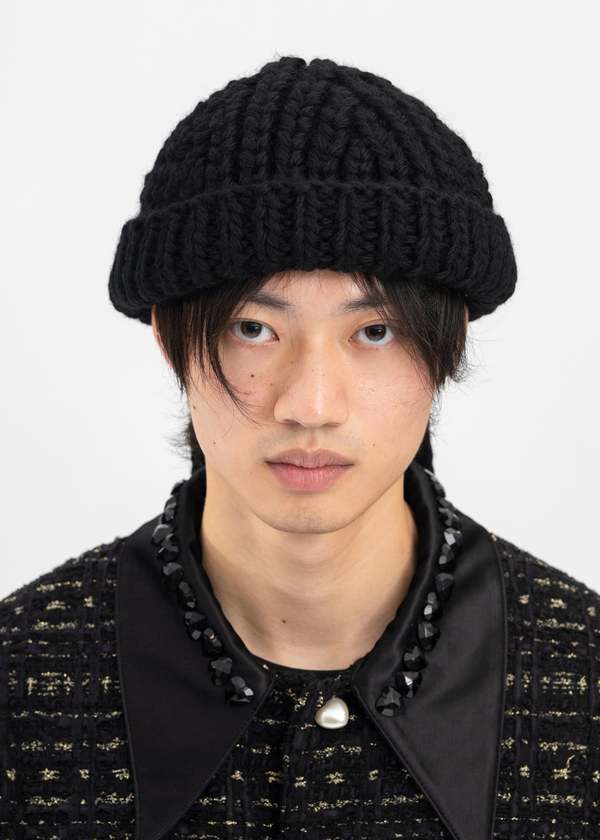 【KIDILL】【rurumu:】HAND KNIT BEANIE Kidill Dreadlocks Handmade Knit Cap - Black | Garmentory