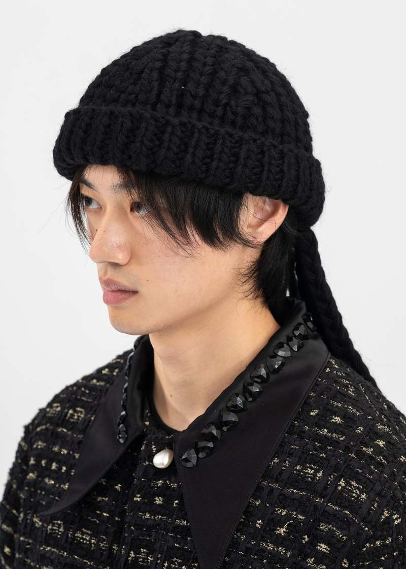 Kidill Dreadlocks Handmade Knit Cap - Black | Garmentory