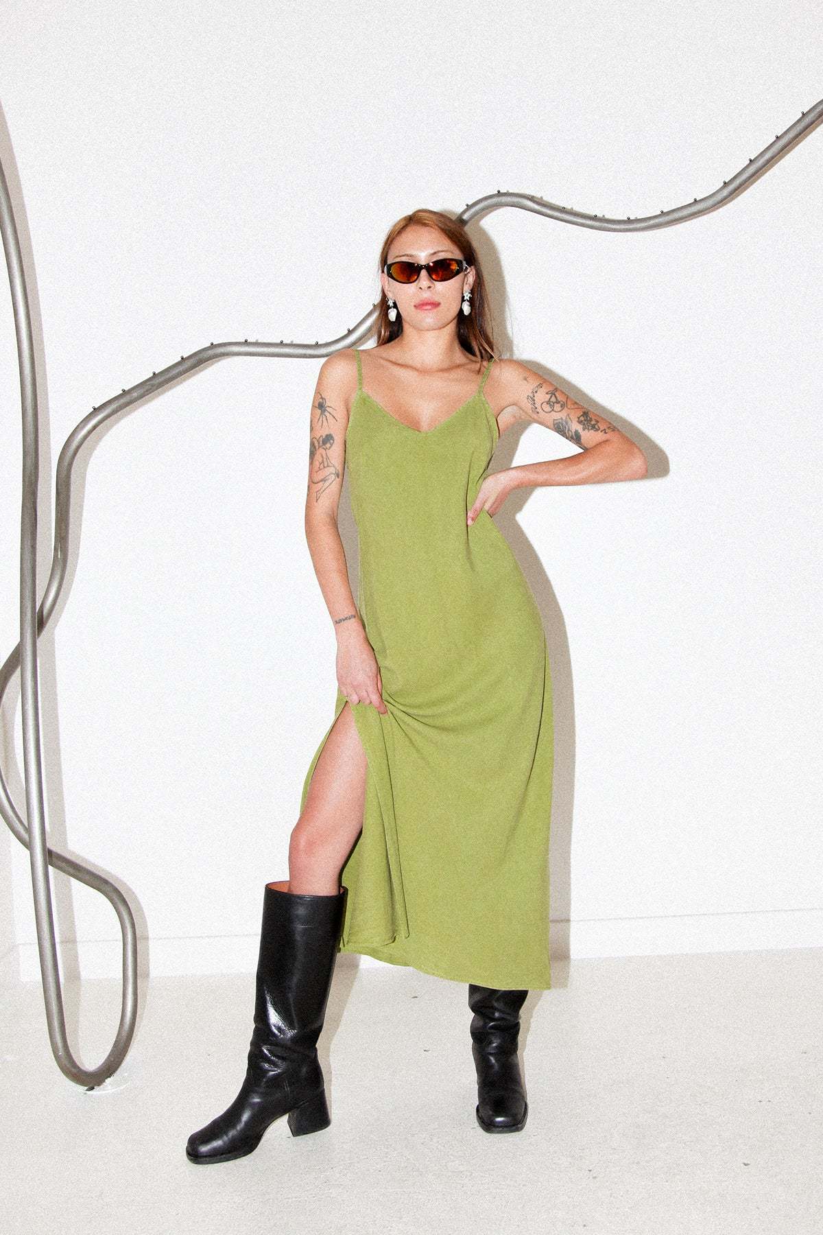 KkCo Roseum Slip Dress - Moss | Garmentory KkCo Roseum Slip Dress - Moss | Garmentory