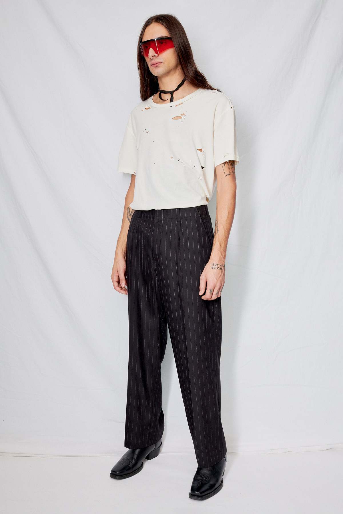 【OUR LEGACY】スラックス BLACK CHALK STRIPE Our Legacy Borrowed Chino - Black/Chalk Stripe | Garmentory