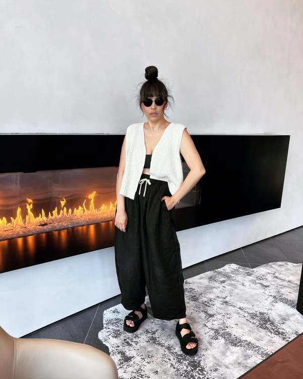 Cordera Linen Maxi Pants - Black | Garmentory