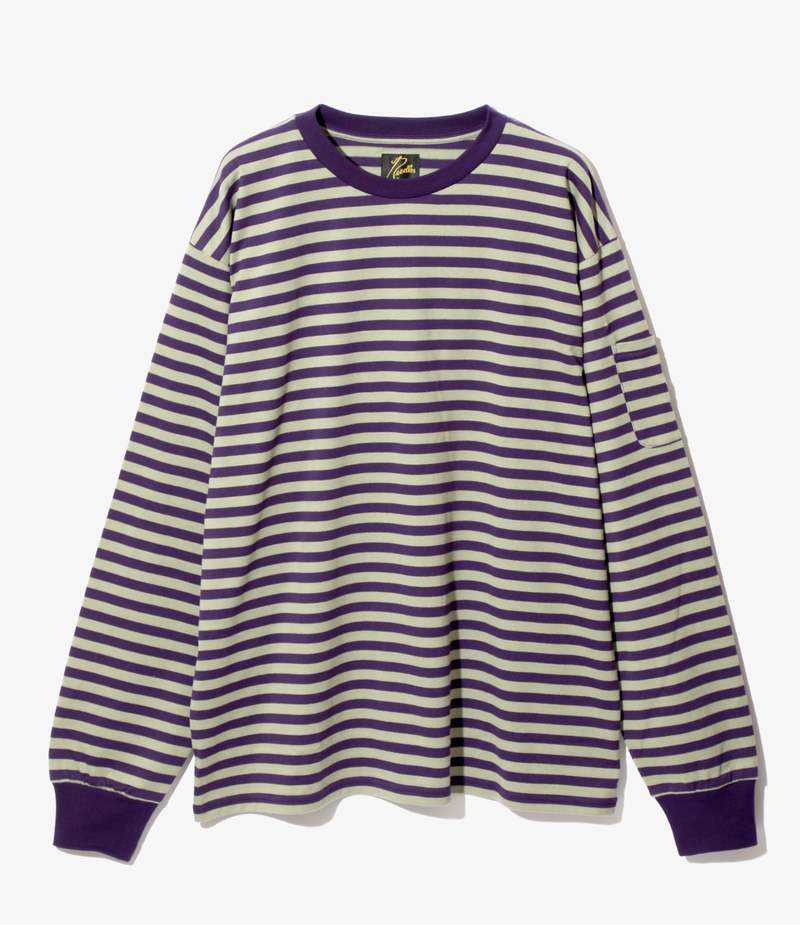 LS Crew Neck T-Shirt – Purple/Charcoal | Needles | Nepenthes