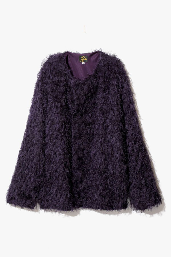 Needles Argyle Fringe Jacquard Snap Cardigan Jacket - Purple