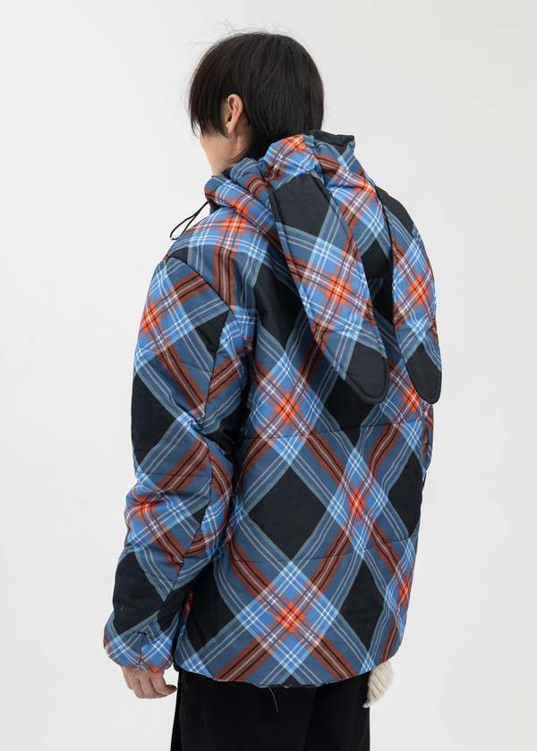 Charles Jeffrey LOVERBOY TARTAN NYLON BUNNY PUFFER JACKET - Multi