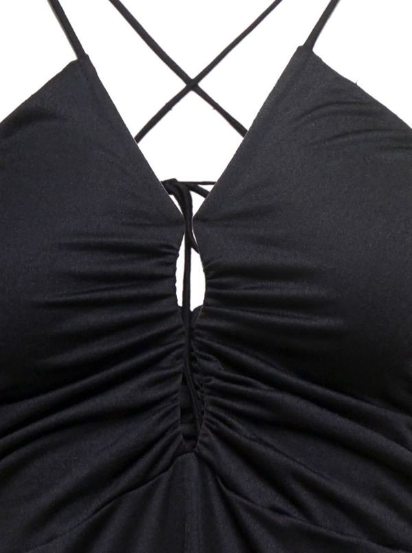 Ganni Jersey Maxi Dress with Drawstring and Criss-Cross Straps - Black |  Garmentory