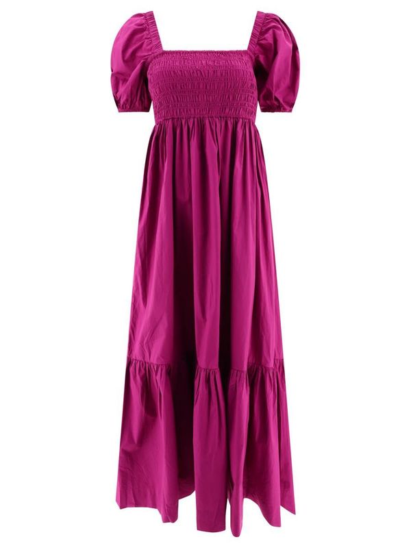 ganni pink poplin dress NWT GANNI Pink White Floral Poplin Wrap Maxi Dress 36 Small