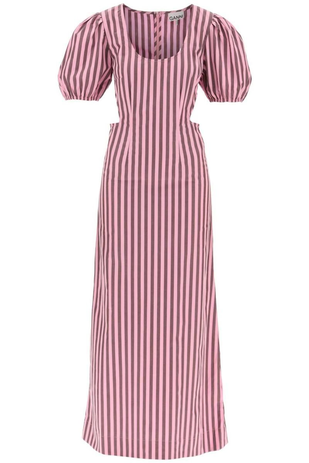 Ganni striped maxi dress with cut-outs | Garmentory