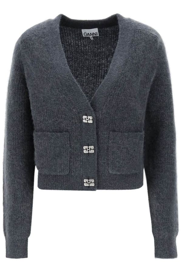 Ganni wool cardigan with jewel buttons | Garmentory