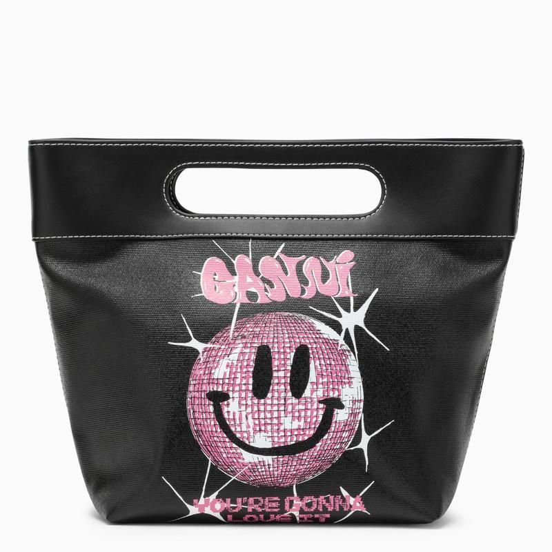 GANNI Smiley tote bag black and pink Garmentory