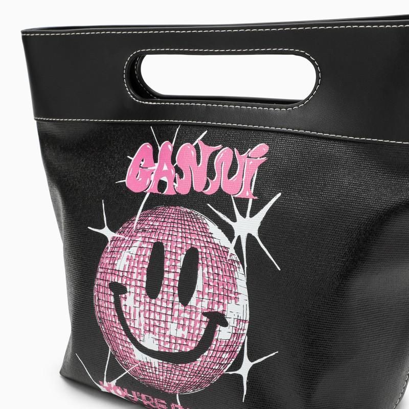 GANNI Smiley tote bag black and pink Garmentory