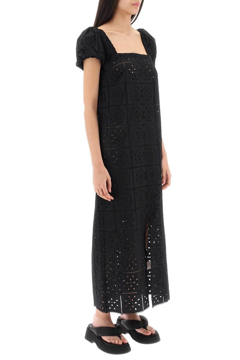 【GANNI】ブラック Broderie Anglaise マキシワンピース Ganni broderie anglaise maxi dress | Garmentory