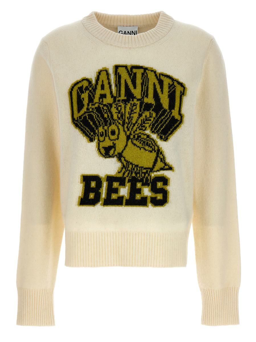 新品未使用　GANNI／Graphic O-neck Pullover Bees Ganni | Bees Graphic O-Neck Pullover | Egret | Garmentory