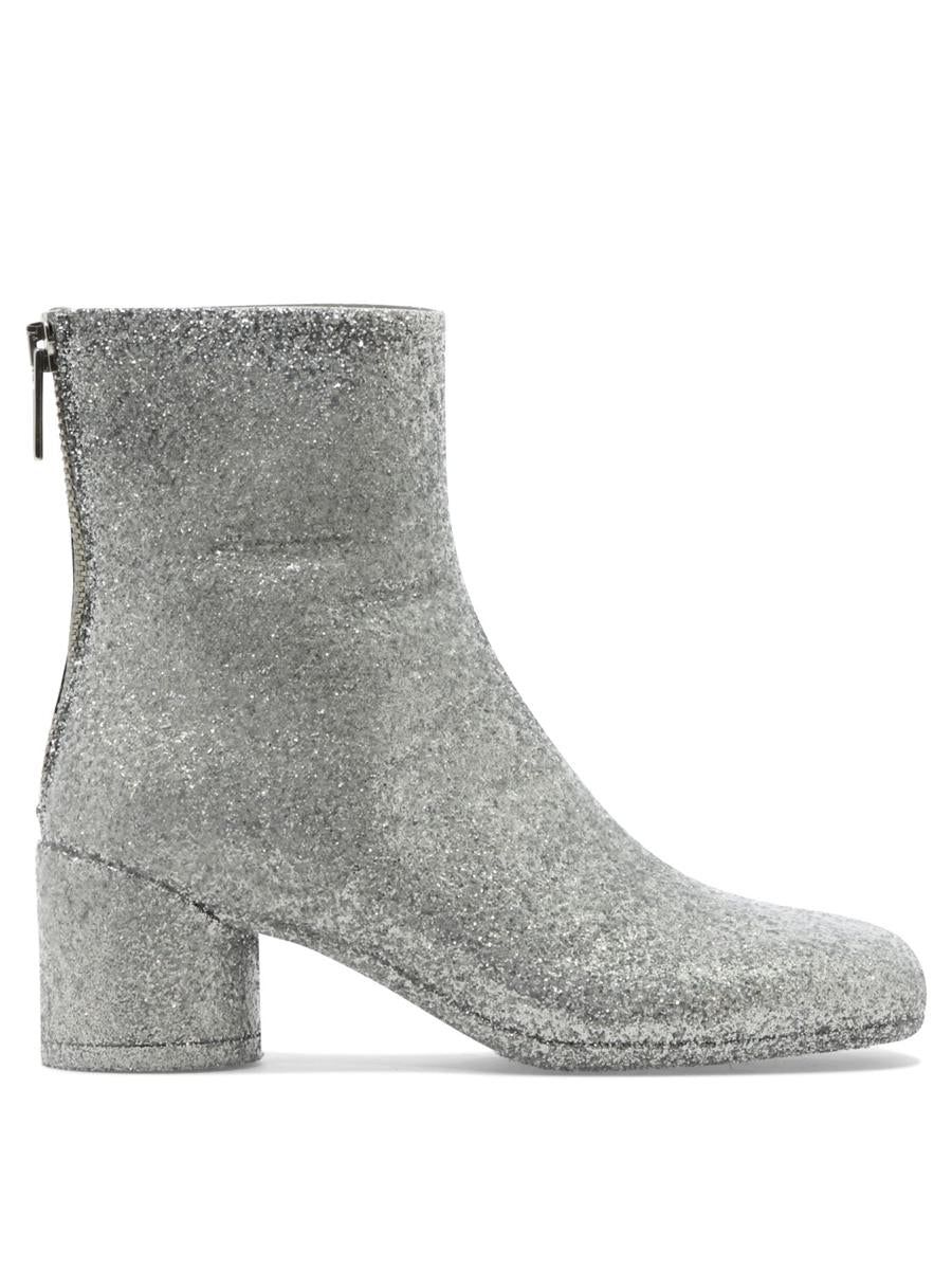 ★送料・関税込【MM6】GLITTER ANKLE BOOTS S66WU0090P5001H0535 MM6 MAISON MARGIELA Split front Ankle boot - Mirror Silver